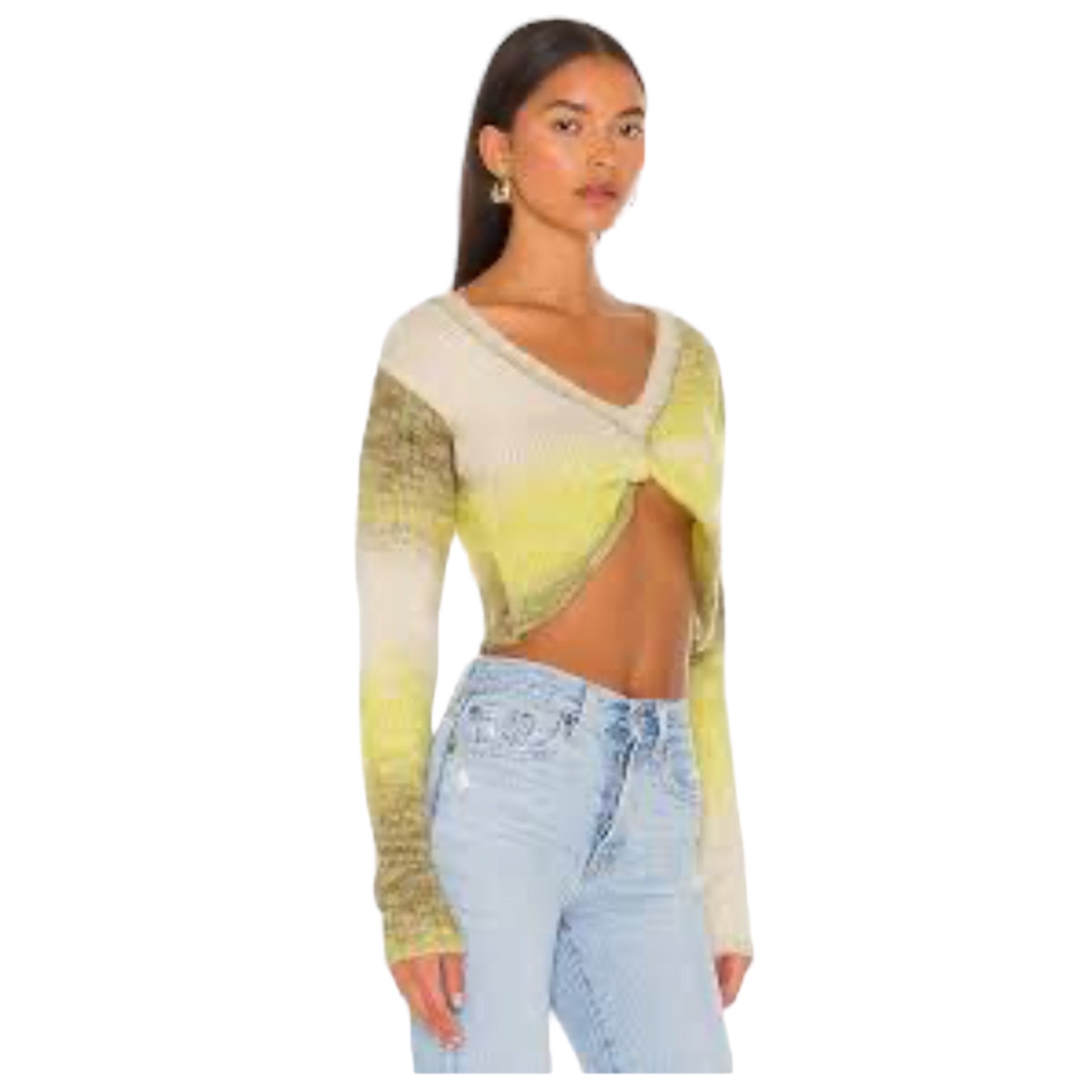 For Love & Lemons Celeste Twist Crop Top Knitted Sweater Xs New